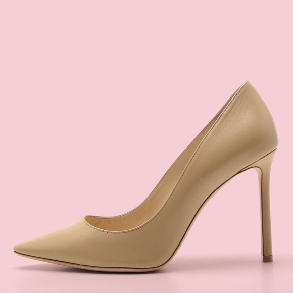 Jimmy Choo Anouk Beige Leather Stiletto Heels - Picture 7 of 12
